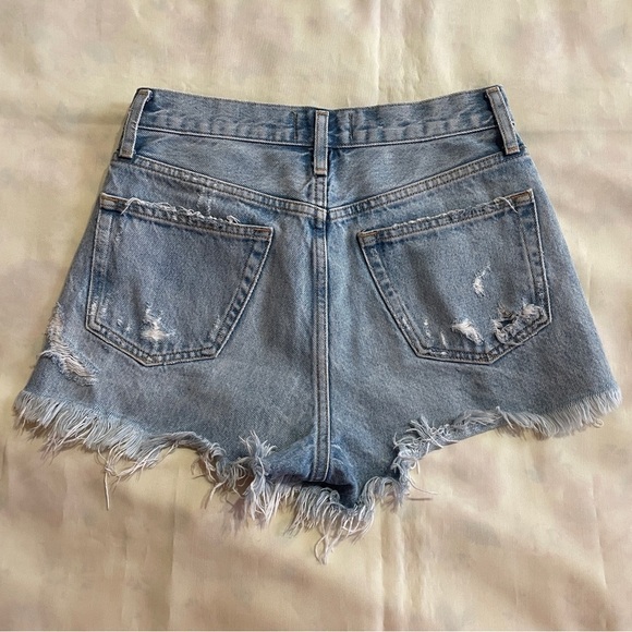Agolde- Light Wash Mid Rise Parker Vintage Cut Off Short Size 23 Summer - Picture 5 of 5